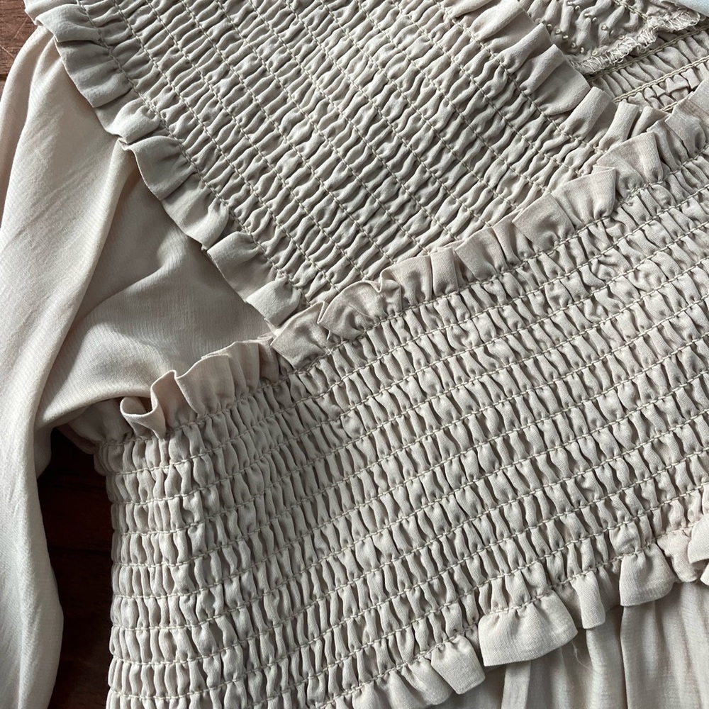 Cream Ruffled Off-Shoulder Blouse - Picture 3 of 3